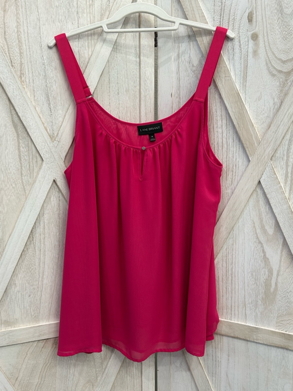 Lane Bryant Hot Pink Sleeveless Pleated Scoop Neck Camisole